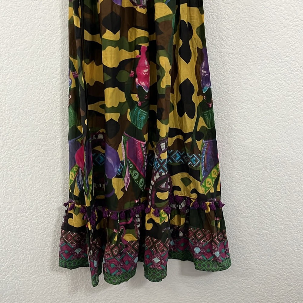 Antica Sartoria Italian Boho Camo African Folk Art Maxi Dress - Picture 8 of 17